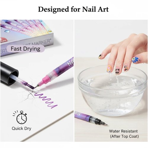 12 Colors Nail Art Pens for Painting Nails,0.5mm Nail Polish Pens Point Liner Acrylic Painted Pen Kit,Waterproof and Quick-drying Nail for DIY Nails Art Design