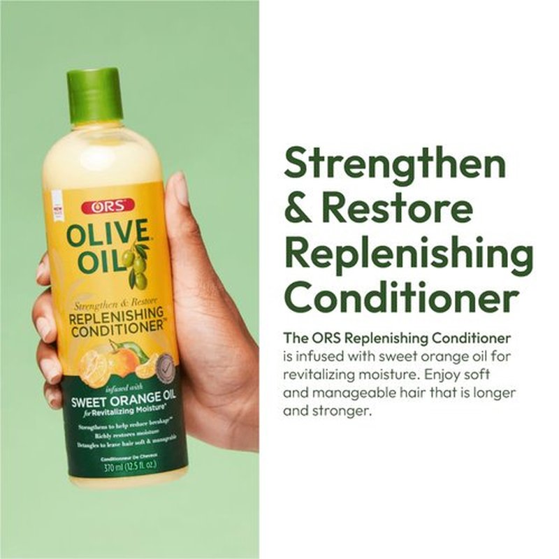 ORS Olive Oil Strengthen & Nourish Replenishing Conditioner infused with Sweet Orange Oil for Revitalizing Moisture 12.25 Ounce (Pack of 2)