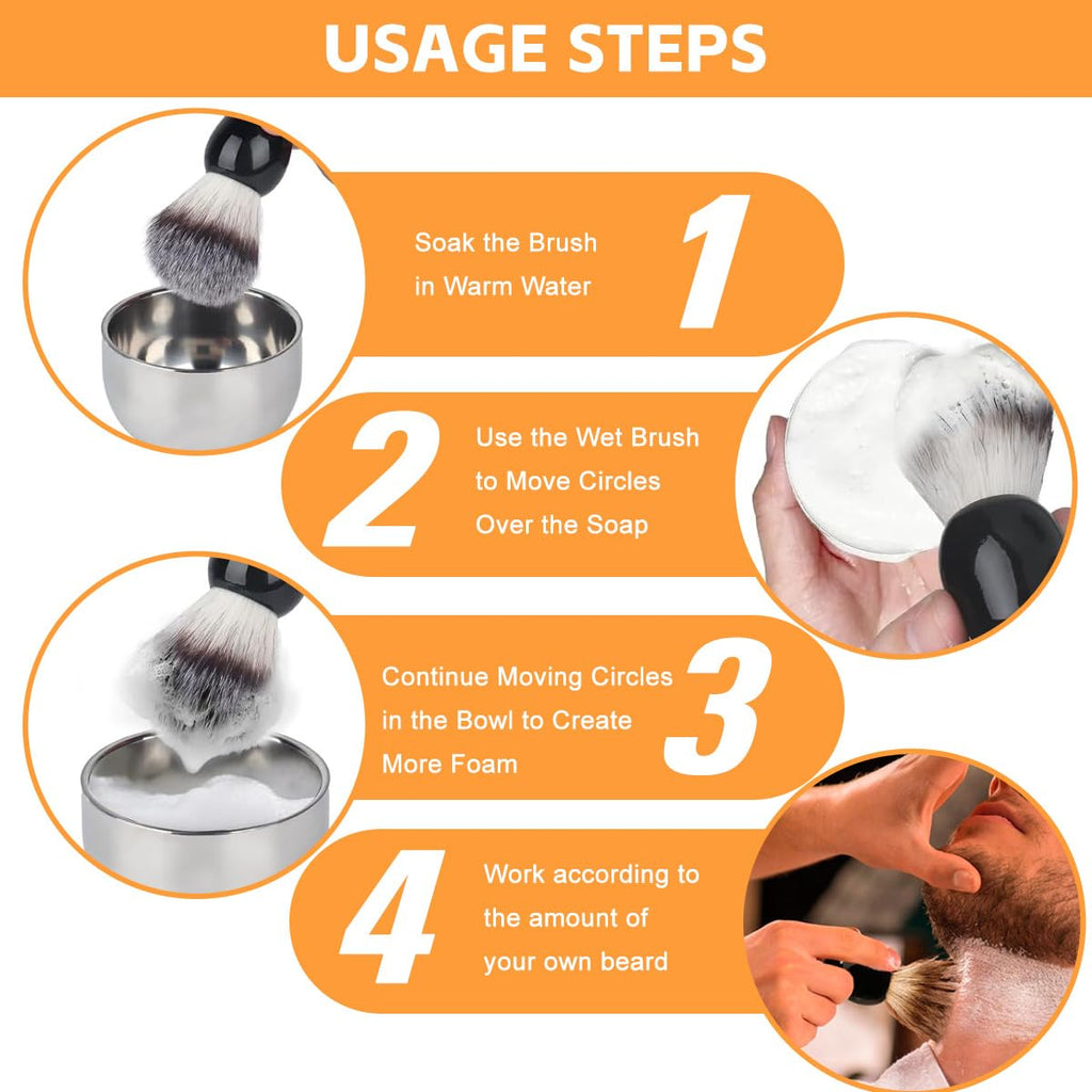 UPSTORE 2 in 1 Shave Cup with Stand Holder Set Stainless Steel Shaving Bowl with Shaving Stand Brush Holder Set Razor Brush Bowl Grooming Tool for Men Beard Care and Cleaning