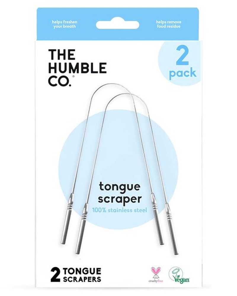 Humble Co. Tongue Scraper - 100% Stainless Steel Tongue Cleaner for Bad Breath Relief | 2 Pack