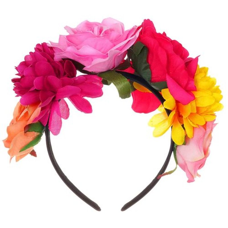 JTYKUYR Mexican Rose Flower Crown Headband Day of The Dead Flower Headband,Rose Crown Headpiece for Halloween Party Costume Wedding