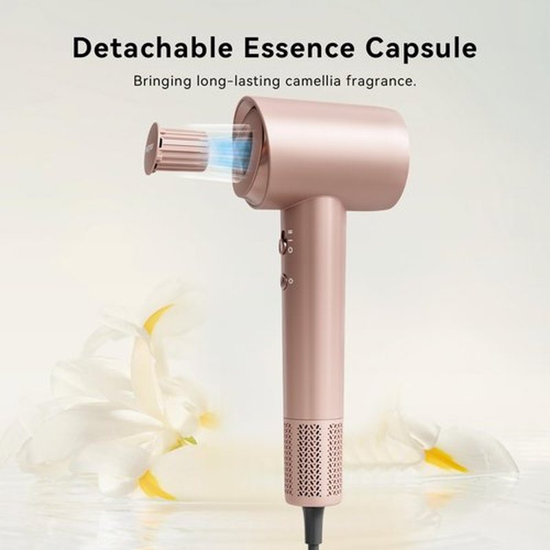 Hair Dryer, 130000RPM High-Speed Brushless Motor Blow Dryer for Fast Drying, 400 Million Negative Ions Hair Dryers for Women, Hair Blow Dryer with Nozzle & Fragrance Essence Capsule (Champagne Pink)