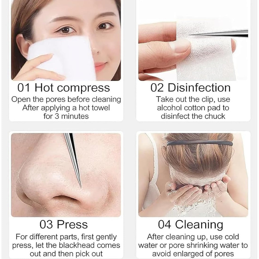 Professional Beauty Salon Tweezers, Beauty Salon Tweezers for Blackheads, High Hard Stainless Steel Blackhead Remover Tweezer for Whiteheads, Blackheads, Acne and Ingrown Hair (Set c)