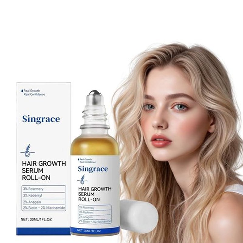 Hair Growth Serum for Thinning Hair | Strengthens & Thickens with Biotin | Fast-Absorbing Roll-On, No Rinse Needed (30ml)