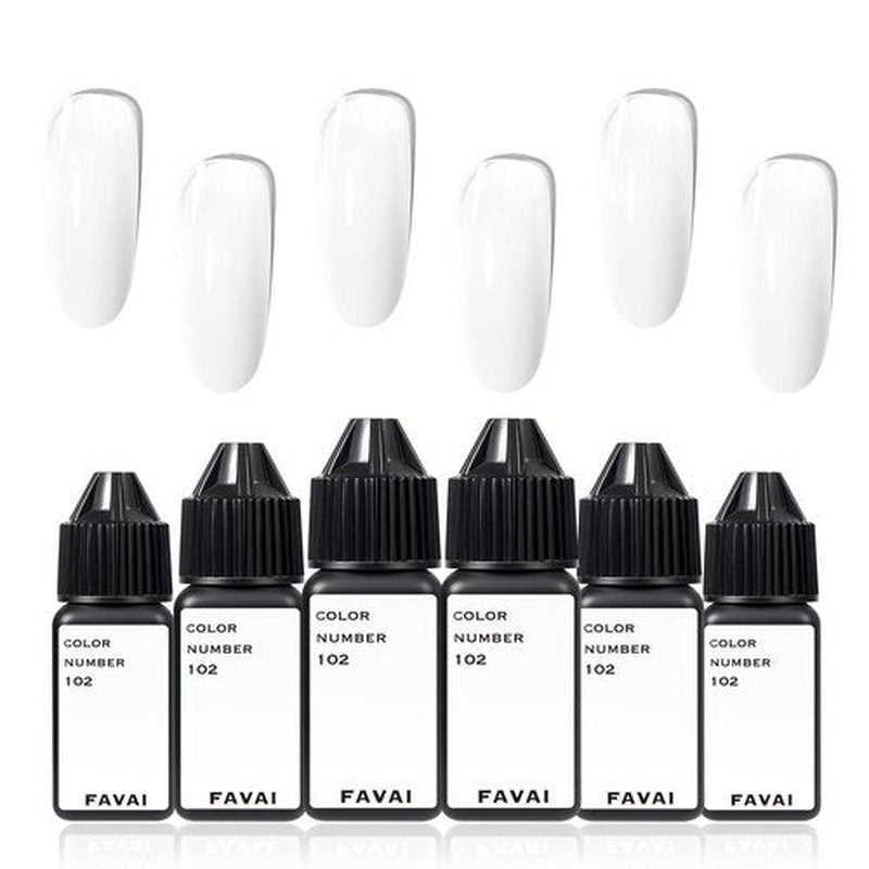 FAVAI 6 PCS Airbrush Gel Nail Polish 90 ML White Color (#102) for Nail Art, Non-Acetone Airbrush Gel Polish with Fine Mist, Nail Polish for Nail Gradients No Dilution, 6 * 15ML