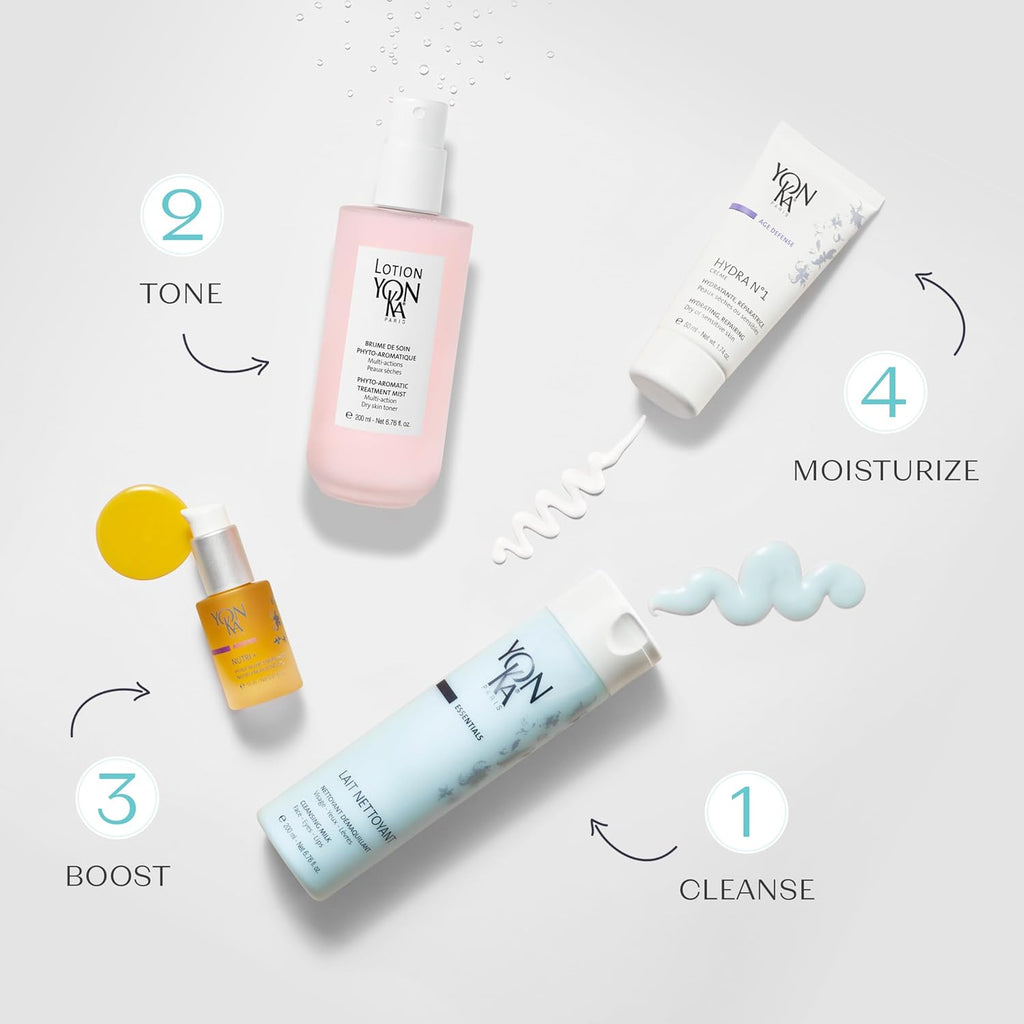 Yon-Ka Lait Nettoyant Cleanser Set - Gentle Plant-Based Milk Cleanser & Makeup Remover | Full Size & Travel Size, 6.76 fl oz & 2.53 fl oz