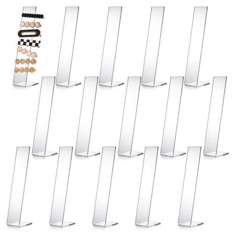 Suwimut 15 Pieces Acrylic Hair Clip Display Stand, Clear L-Shaped Hairpin Barrette Stand Holders, Tabletop Hair Clip Organizer Storage Rack for Hair Bow, Headbands, Hair Ties, Teen Girls, Women