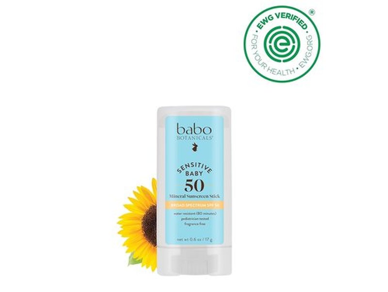 BABO Botanicals Baby Mineral Sunscreen Stick SPF 50 | Organic Zinc Oxide, Fragrance-Free, Water Resistant