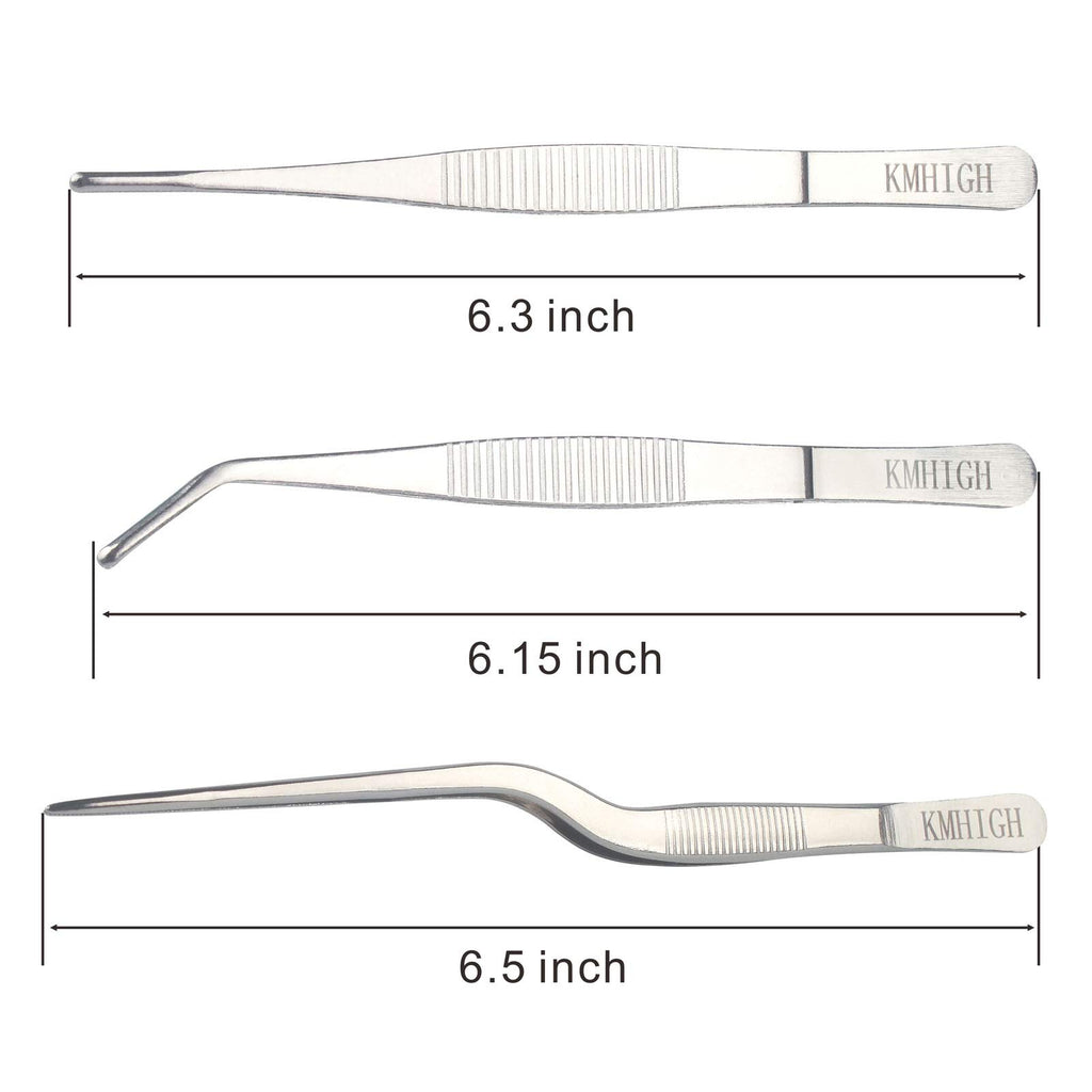 KMHIGH Gardening Tweezers Set, 3-Piece Stainless Steel Picking Tools