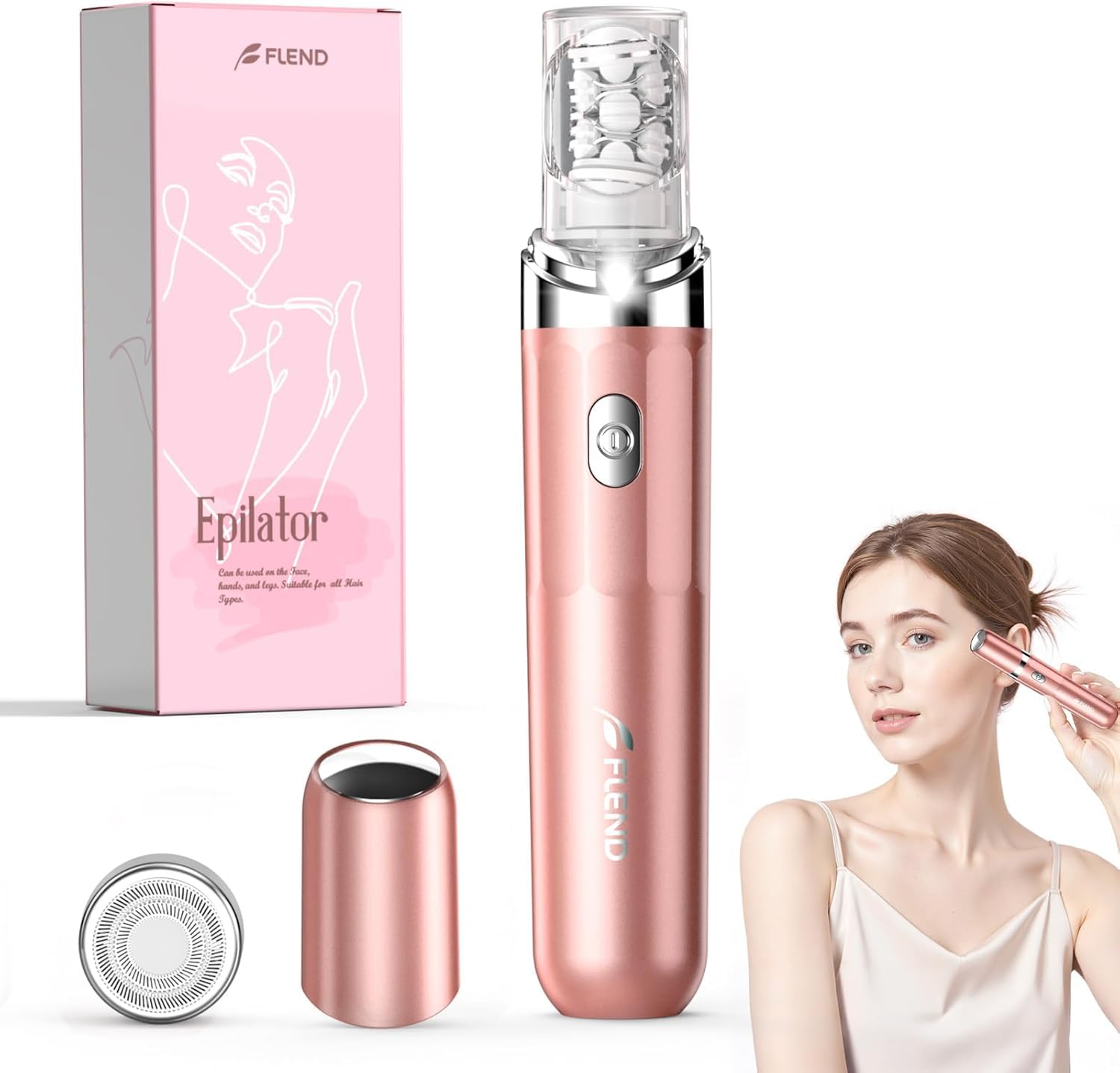 Epilator for Women, 2-in-1 Facial Hair Removal Epilator, Painless Designed Hair Remover with Built-in LED Light for Precision, Smooth Glide Hair Remover for Women Face Lips Chin Peach Fuzz (Yellow)