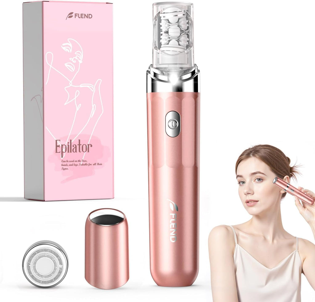 Epilator for Women, 2 in 1 Facial Hair Removal, Electric Lady Shaver with LED Light, Rechargeable Hair Removal Device for Legs, Face, Bikini & Arms, Smooth Epilator Trimmer Travel Kit Set