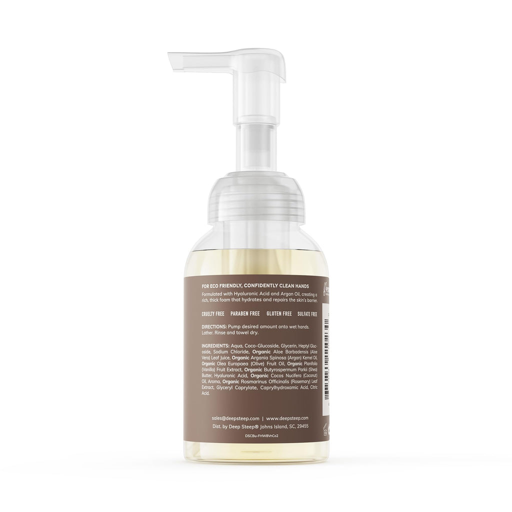 Deep Steep Foaming Hand Wash, Vanilla Coconut, 8 oz – Gentle Cleanser with Aloe, Argan Oil, Shea Butter & Hyaluronic Acid – Vegan, Clean Beauty, Soft & Hydrated Hands
