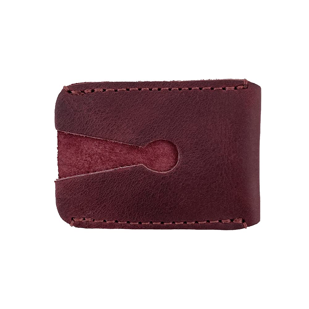 Hide & Drink, Leather Double Edge Safety Razor Head Protective Sheath, Shaving Travel Cover Handmade (Sangria)