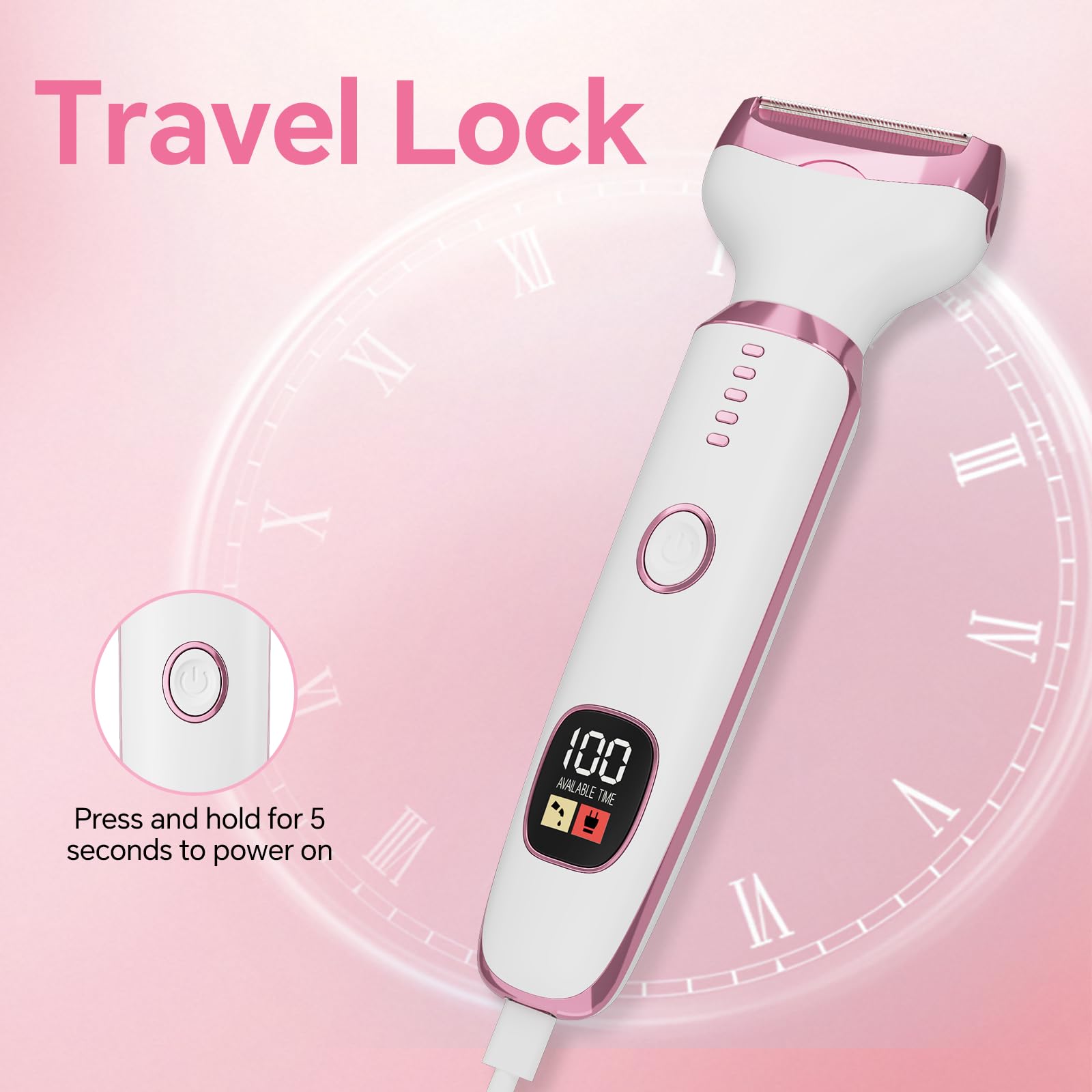 Electric Razor for Women 4-in-1 Bikini Trimmer & Body Shaver for Face, Legs, Underarms, Pubic Hair – Rechargeable Wet/Dry Painless Hair Removal with LED Display (White)