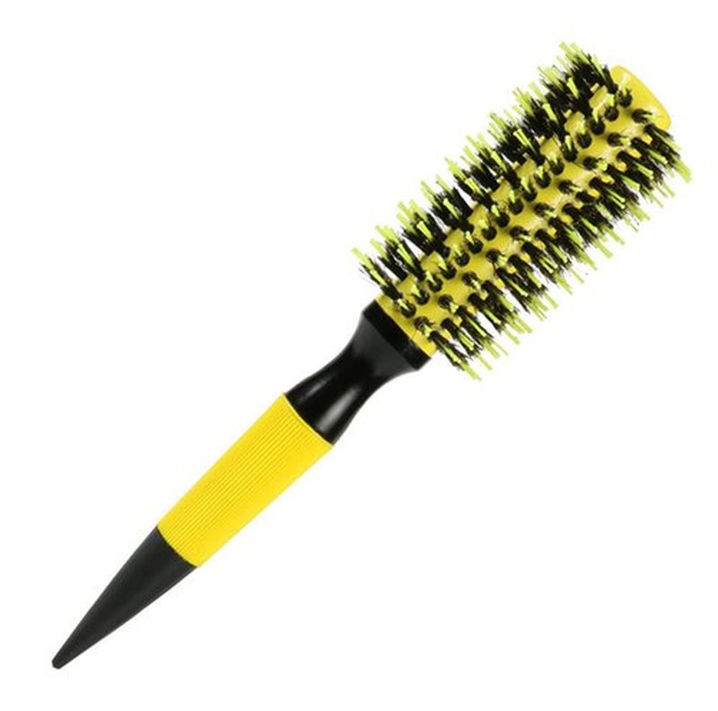 Healthcom 3 in 1 Ceramic & Ionic Bristle Round Barrel Hair Brush Set for Women & Men - Professional Styling, Blow Drying, Curling with Boar Bristle Brush & Scalp Comb (Yellow)