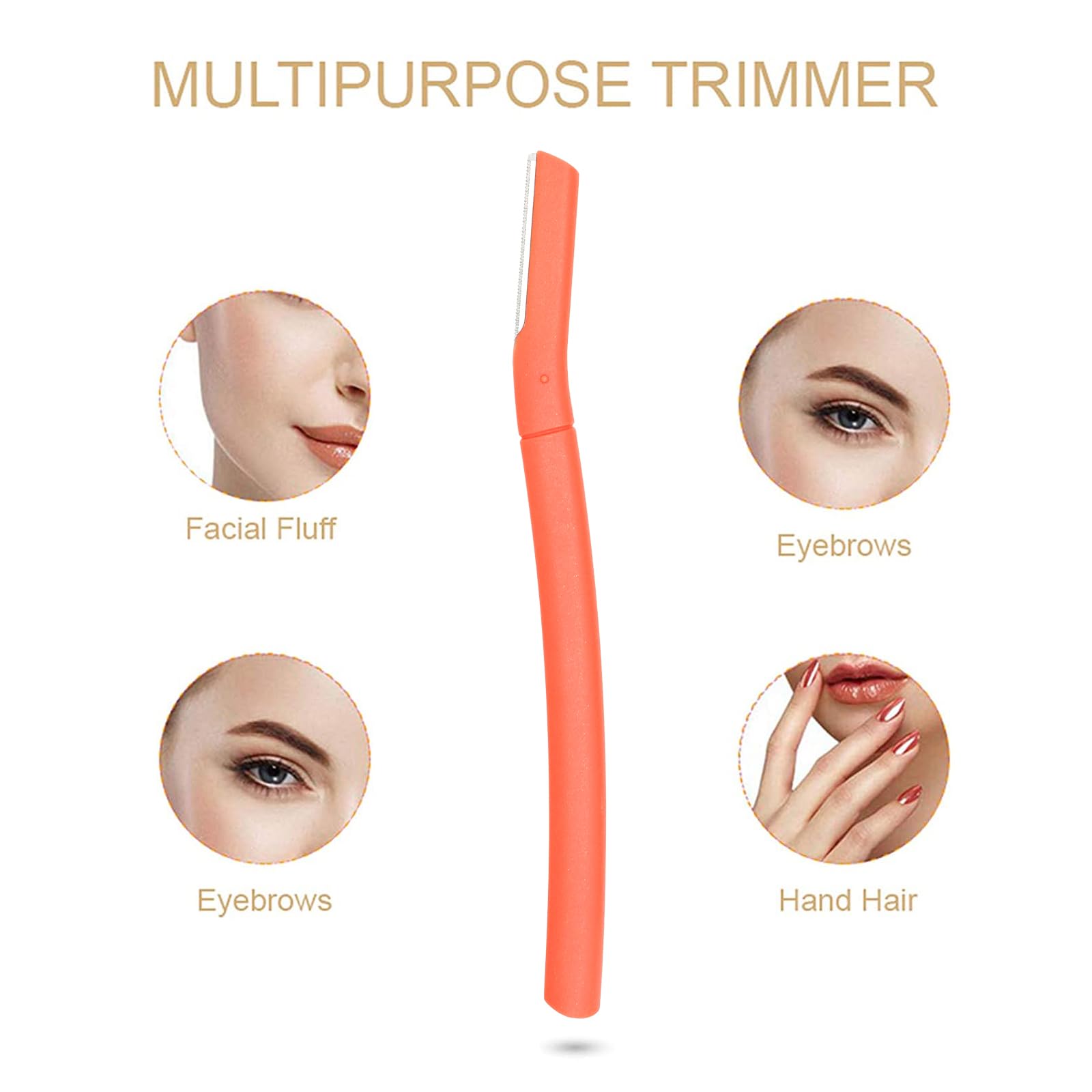ChaosssCo Facial Fuzz-Free Razor, Eyebrow Trimmer Professional Exfoliating Dermaplaning Tool, Peach Fuzz Shaver and Multipurpose Home Skin Care for Women (Pack of 4, 2 Orange and 2 Gray)