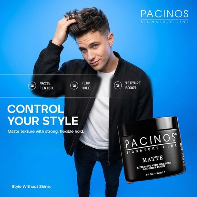 Pacinos Matte Hair Paste - Firm Hold & No Shine Styling Wax for All Hair Types | 4 fl. oz.