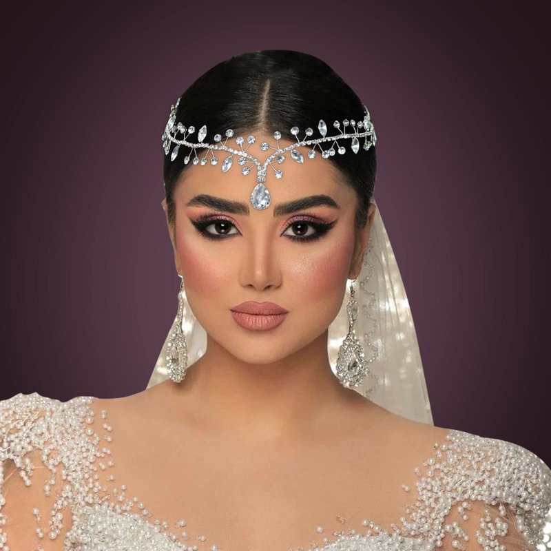 WONRLUA Wedding Hair Accessories for Brides, Rhinestone Forehead Headband, Bridal Headpieces for Wedding