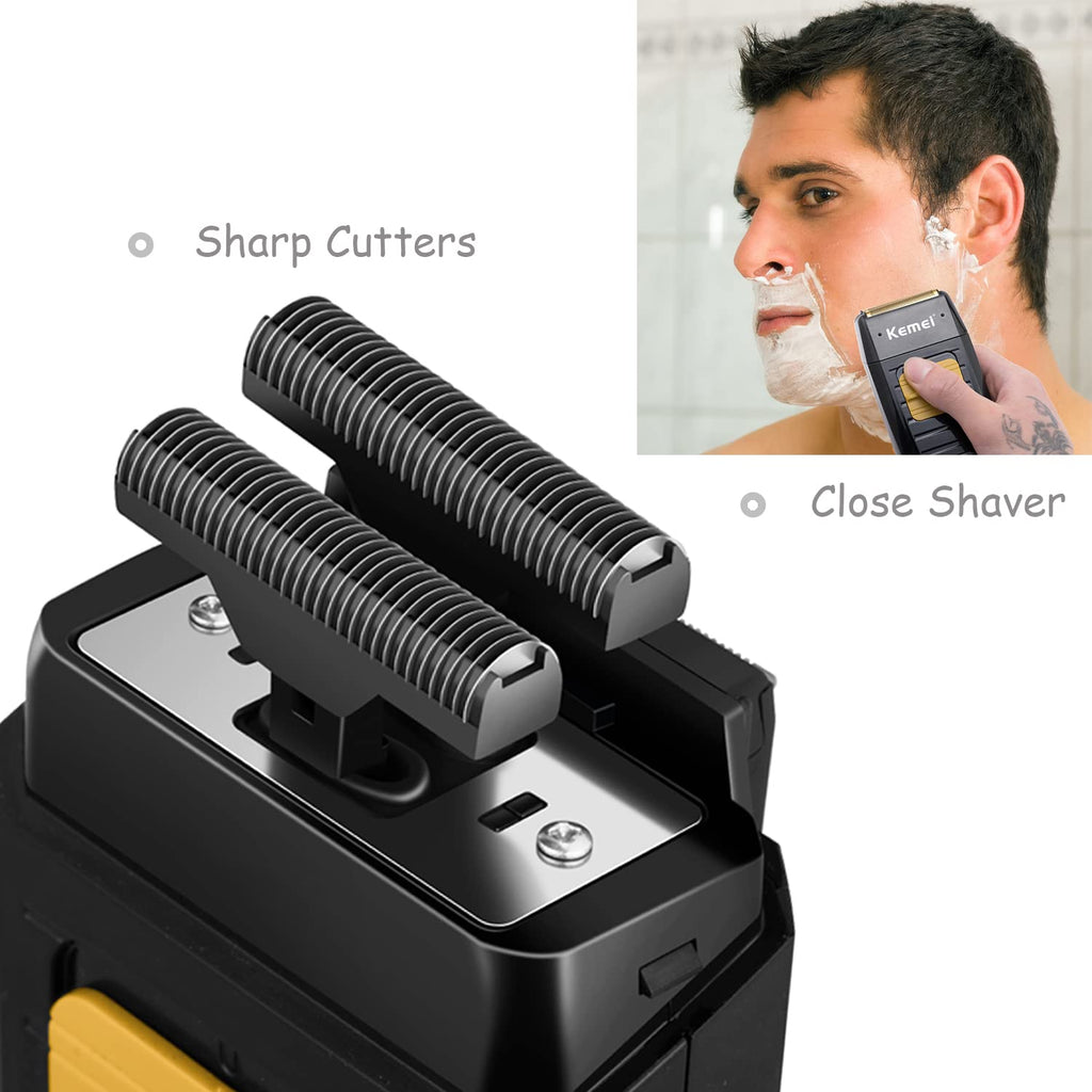 KEMEI Foil Shaver Double Electric Shaver for Men Electric Razors Head Shaver for Bald Men Barber Supplies Hair & Beard Trimmer Cordless Rechargeable, Blue
