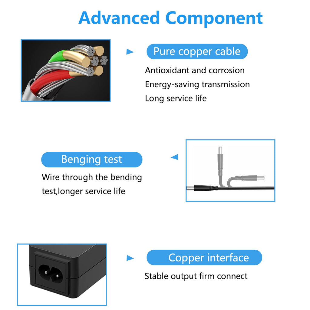 Replacment for LG Monitor Power Cord 19V DC Power Supply for LG Electronics 27" 24" 23" 22" 20" 19" LCD LED HD TV Monitor Widescreen Power Adapter Cord