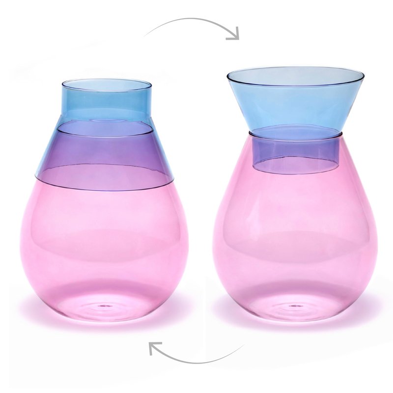 Peleg Design Twotone Home Décor in 3 Colors - Round Glass Vase for Flower Bouquets - Decorative Vase with Flippable Top - Glass Vases for Centerpieces