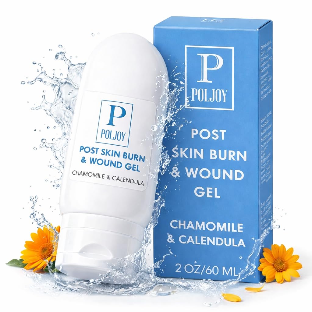 PolJoy Burn Gel, Hydrogel Based Botanical Gel with Calendula, Chamomile & Aloe; Lightweight, Non-Greasy Formula for Minor Burn Skin Care - 2 oz / 60 ml, Made in USA