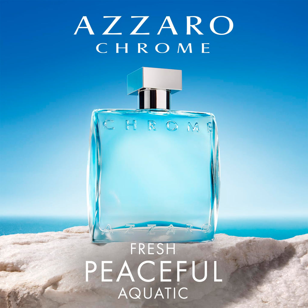 Azzaro Chrome Eau de Toilette - Fresh Aquatic Mens Cologne - Citrus, Woody, Musky Fragrance -Fresh Everyday Wear - Classic Summer Beach Scent - Luxury Perfumes for Men - Value Size, 6.7 Fl. Oz
