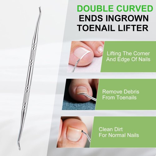 Metal Nail File, Toenail File with Fingertip Protectors and Dual-Ended Toenail Lifter, Double Sided and Files Nails Easily for Seniors, Men & Women Pedicure Tool
