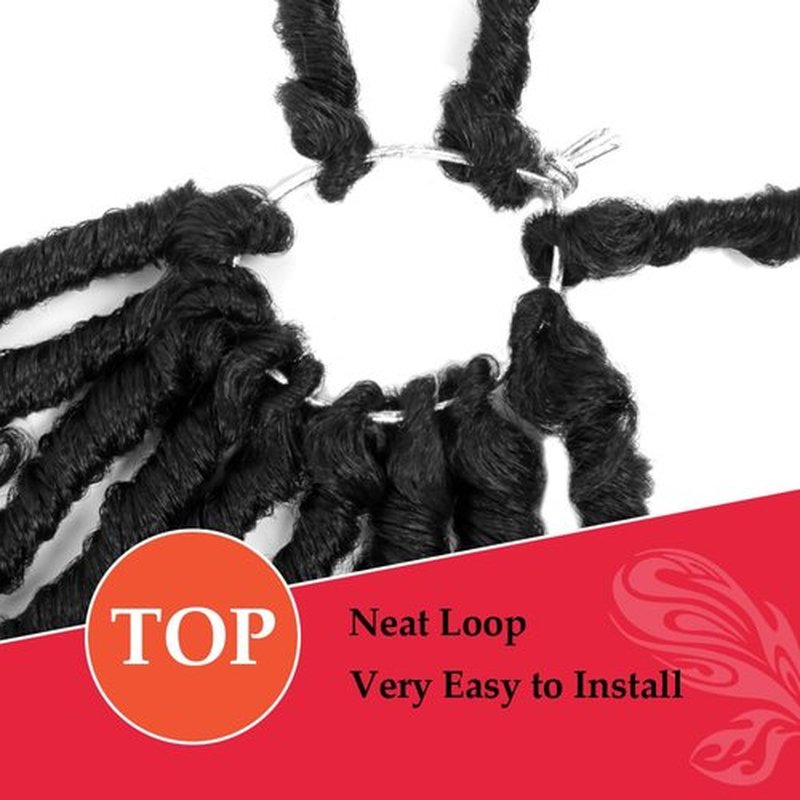 CISINPO Butterfly Locs Crochet Hair with Curly Ends 30 Inch, 6 Packs Boho Distressed Locs Hair Extensions, Bohemian Goddess Faux Butterfly Braids Can be Used for Wigs (1B, Natural Black)