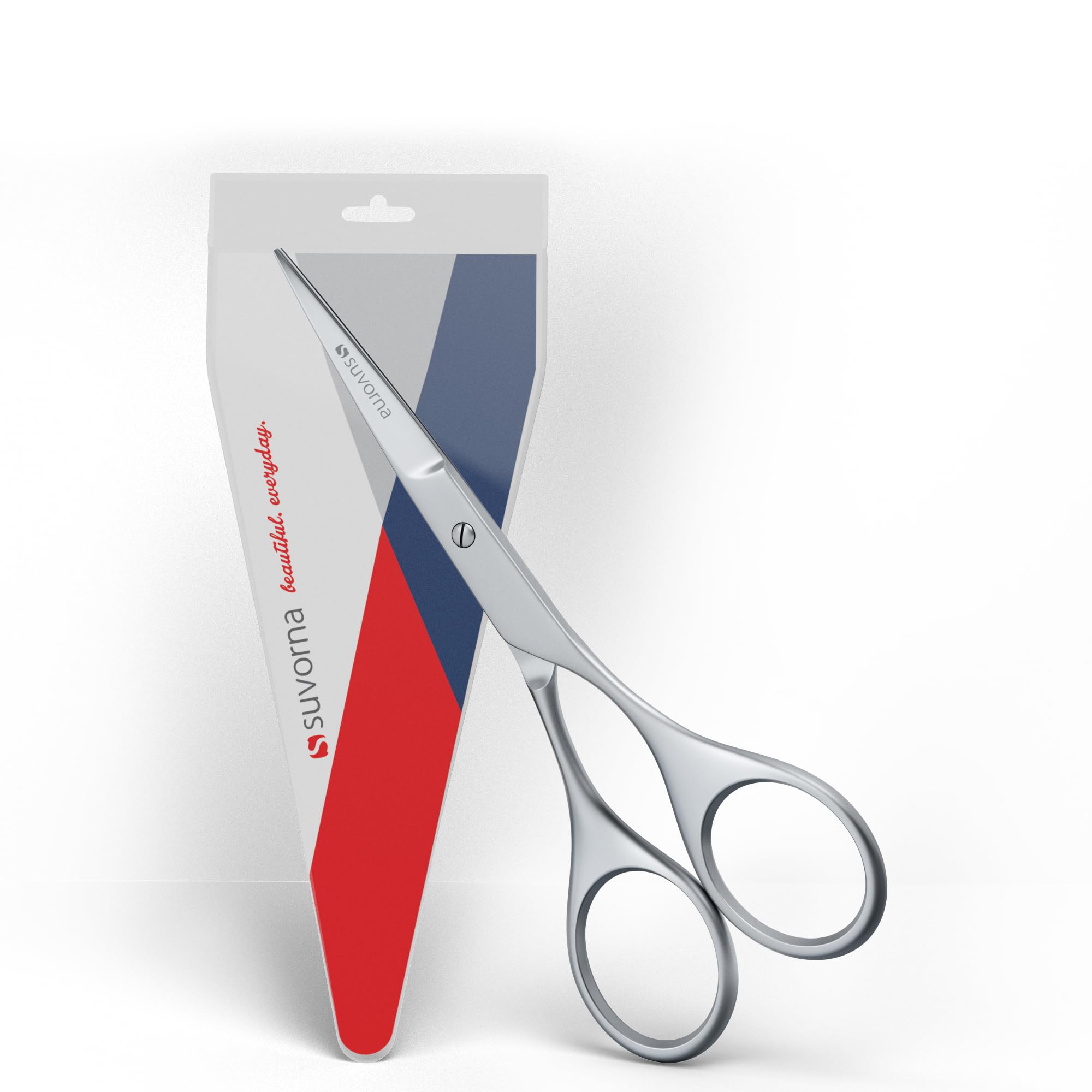 Suvorna Small Scissors for Beard, Mustache, Facial, Nose, Eyebrow, and Ear Hair - Hair Scissors for Cutting, Trimming & Grooming - Made with 5" Stainless Steel for Barbers, Professional, & Home User
