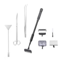 Carefree Fish 7IN1 Aquarium Cleaning Tools Long Handle Adjustable Length 18~24Inch Fish Tank Cleaner Kit Algae Scraper Scrubber Brushes Set Plant Scissor Long Tweezer
