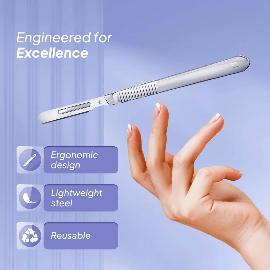 10R Blades Dermaplaning Scalpels with Dermaplane Handle, Pack of 21 Dermaplane Razor for Women Face with Stainless Steel Scalpel Handle 3 - Dermaplaning Tool for Face