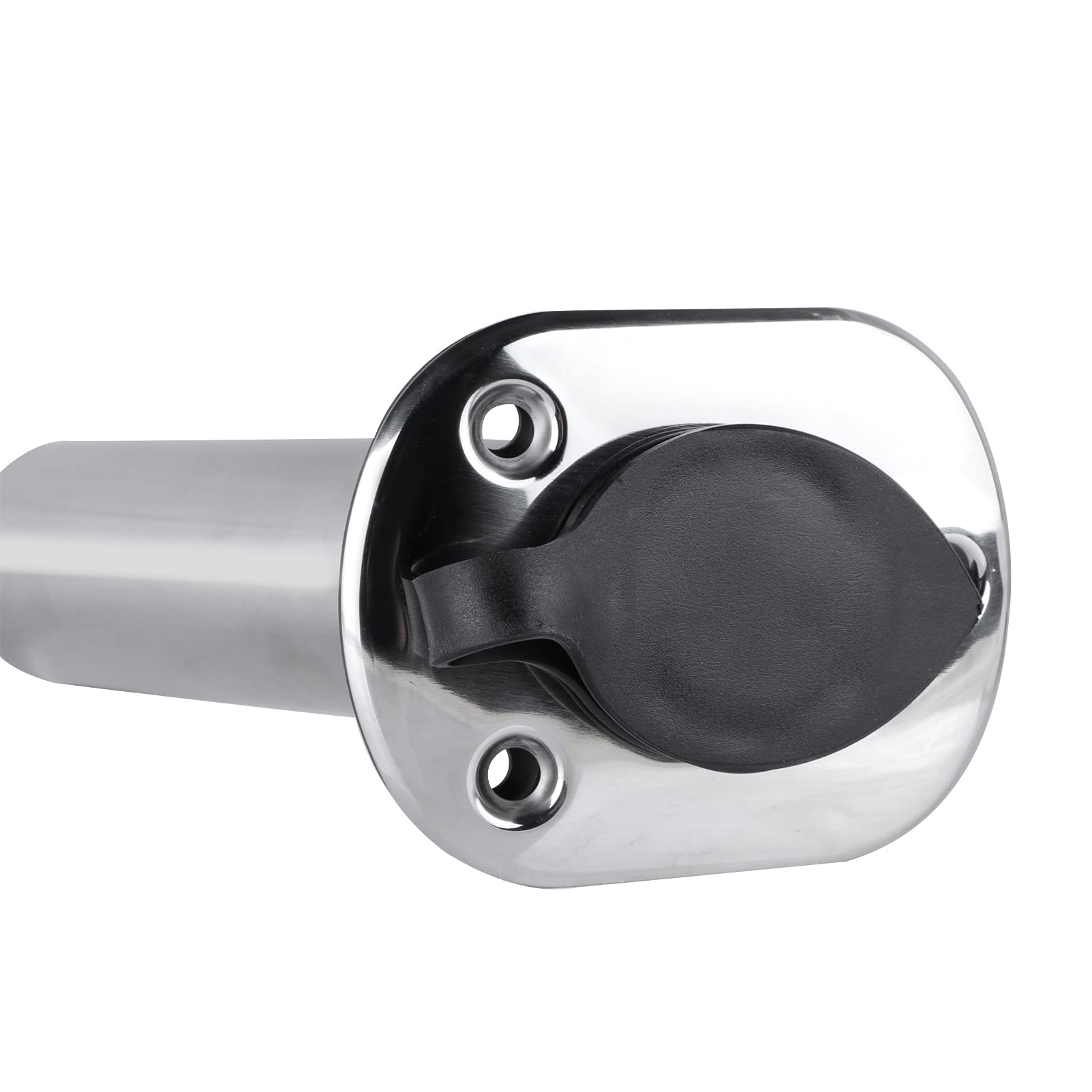 Marinebaby 2 Pcs Flush Mounting Fishing Rod Holders, 90 Degree Stainless Steel with Rubber Cap, Liner and Gasket, Screws Included