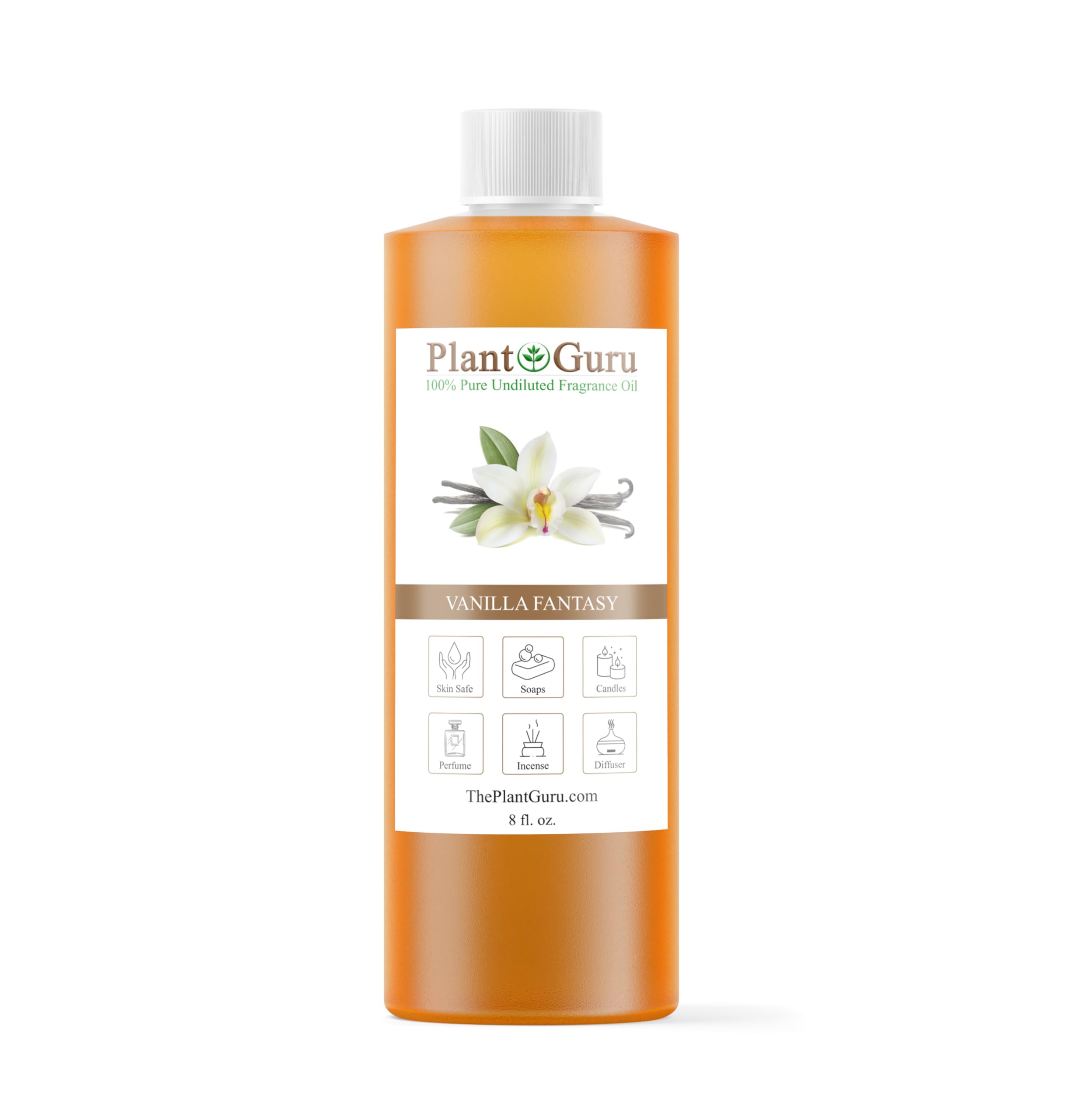 Vanilla Fantasy Fragrance Oil 8 fl. oz. Scented Oil for DIY Soap Making, Candles, Bath Bombs, Body Butters. Used in Aromatherapy Diffusers, Burners and Warmers. Great Addition to Lotions and Creams.