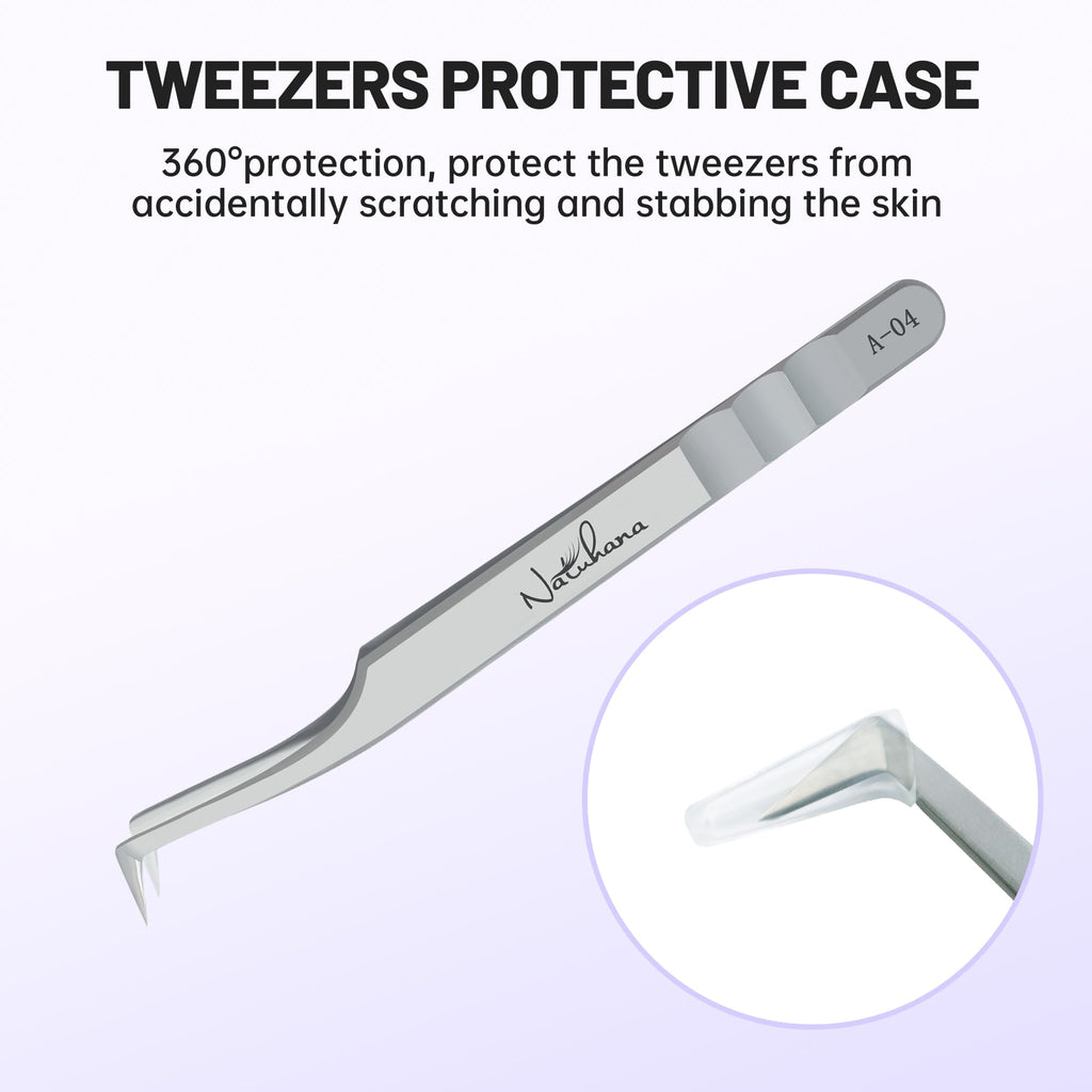 Natuhana High Precision Lash Tweezers for Individual and Volume Eyelash Extensions Premium Stainless Steel Curved Fiber Tip Professional Isolation Tweezer