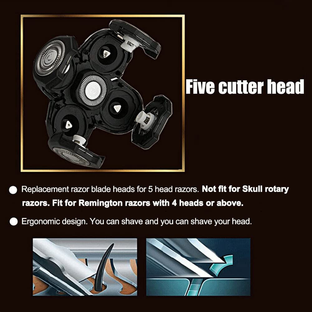 5 Head Shaver Heads, 2PCS Shaver Blade Heads Shaver Replacement for Electric Razor Shaving Bald Tool, Head and Face Electric Razor Shaver Head, Not Fit for Remington Razors