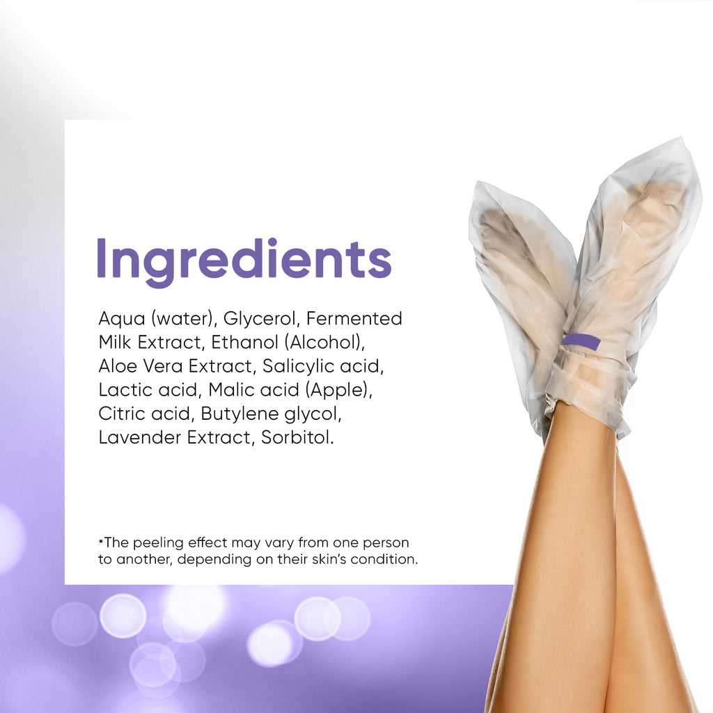 CÉLOR Foot Peeling Mask for Dry Cracked Feet | Foot Mask to Exfoliate Rough, Cracked, Dry Feet, Calluses for Soft Baby Feet Results | Made with Aloe Vera Extract for Women & Men (2 Pairs) | Lavender