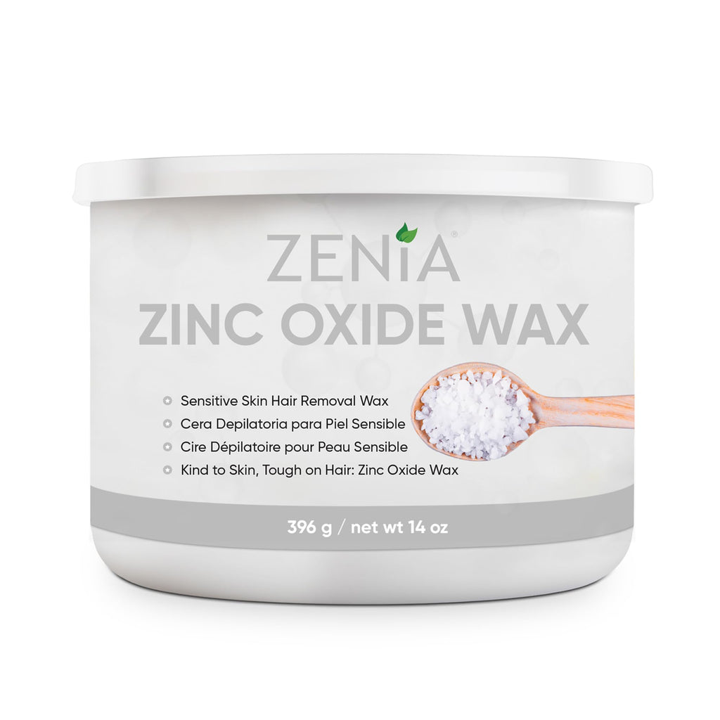 Zenia Zinc Oxide Wax 14oz - Gentle Hair Removal Soft Wax for Sensitive Skin - Perfect for Full-Body Use Including Face, Arms, Legs, and Bikini