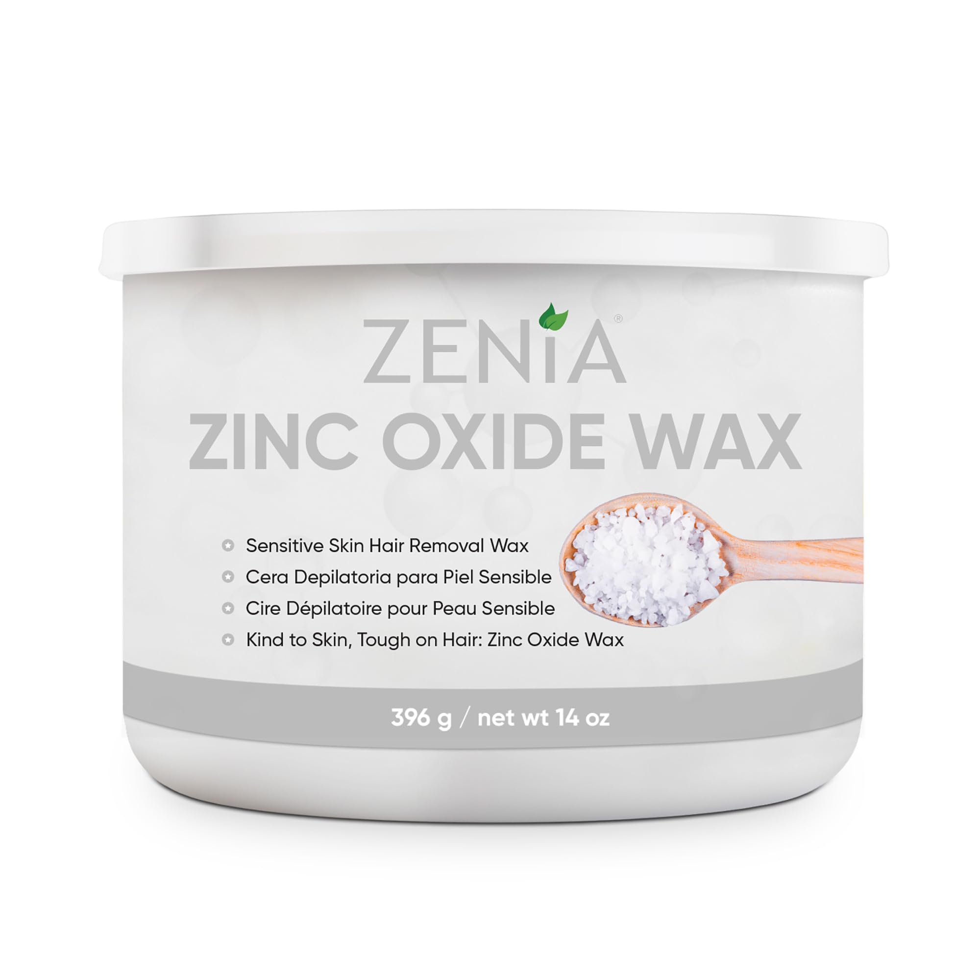 Zenia Zinc Oxide Wax 14oz - Gentle Hair Removal Soft Wax for Sensitive Skin - Perfect for Full-Body Use Including Face, Arms, Legs, and Bikini