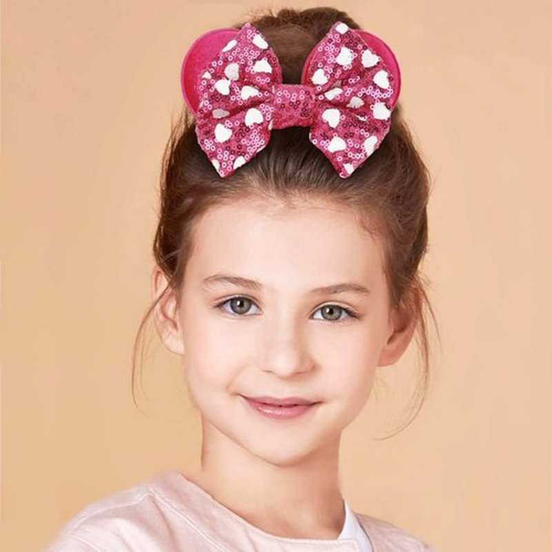 6 Pack Mouse Ears Scrunchies Velvet Sparkle Sequin Bows Hair Scrunchies Hair Ties Elastic Rubber Bands Christmas Ponytail Holders for Kids Women Girls Adult Christmas Party Decoration