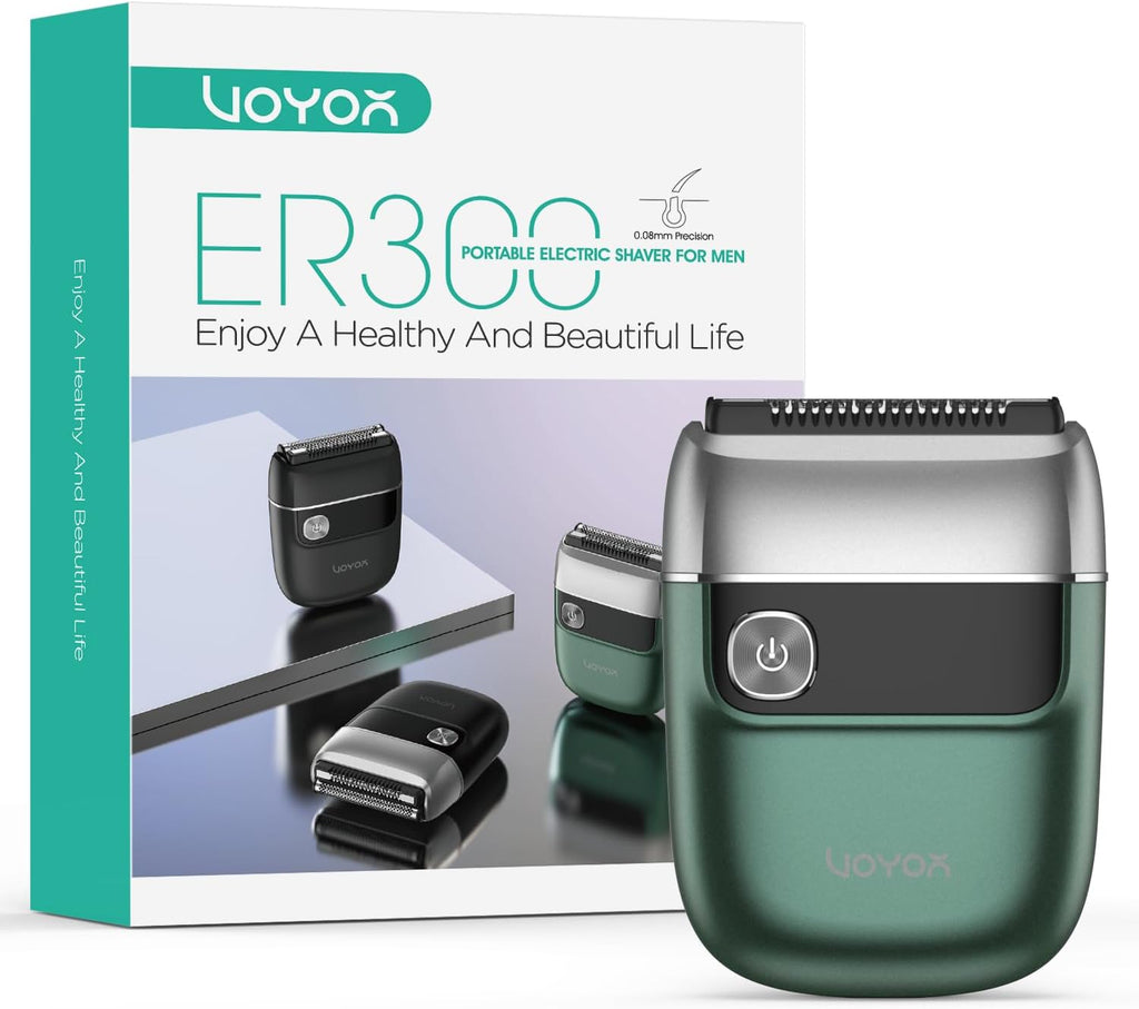 VOYOR Foil Shaver - 2 in 1 Portable Electric Razor for Men | Rechargeable & IPX6 Washable ER300 (Green)