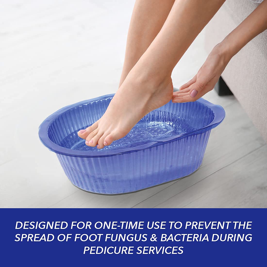 ForPro Professional Collection Universal Pedi Bath Liners, 50% THICKER, Fit Footsie Bath, Disposable Pedicure Tub Liners for Foot Spa Basins, Blue, 100-Count