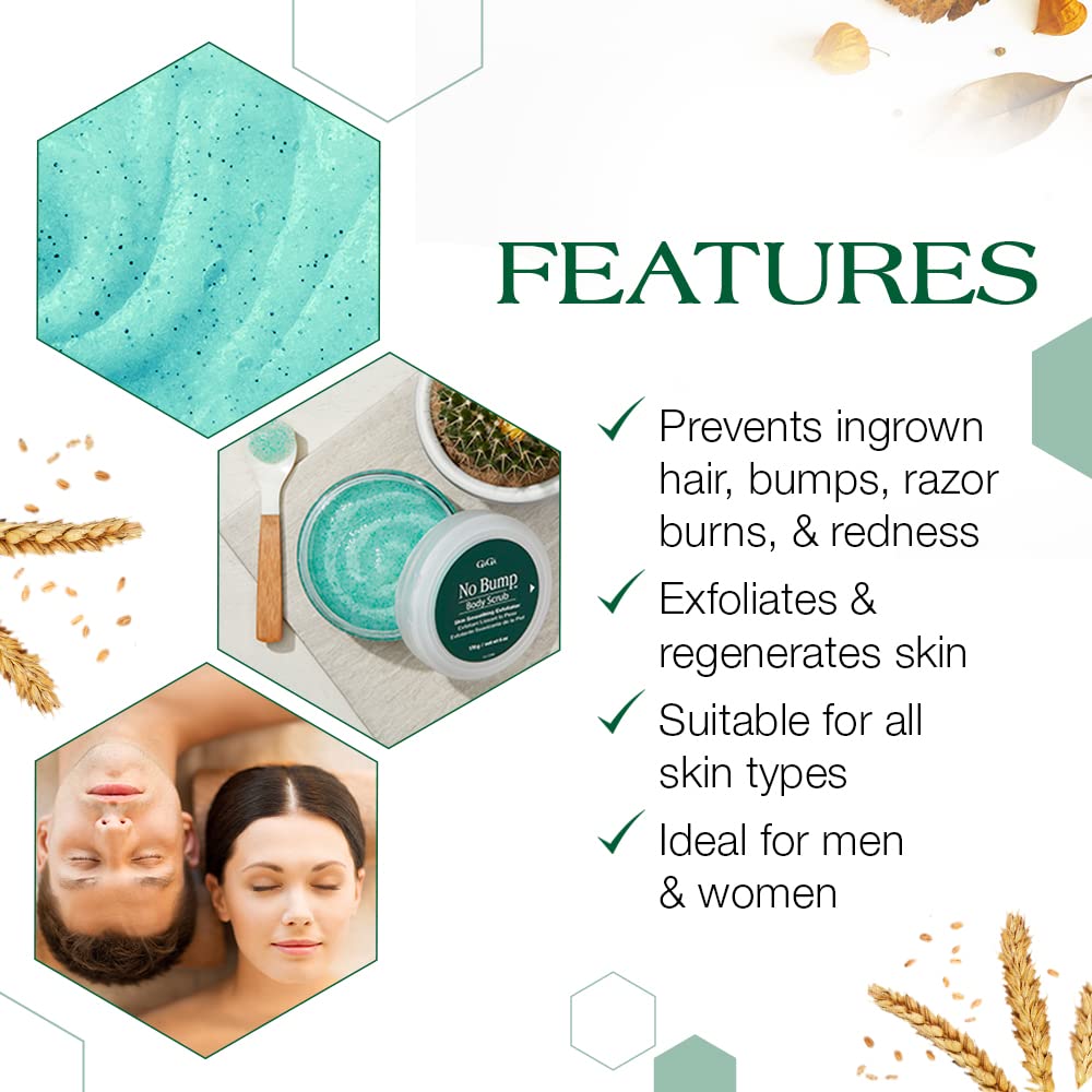 GiGi No Bump Body Scrub – Exfoliating Scrub for Ingrown Hair & Razor Burns, Unclogs Pores & Removes Dead Skin, Skin Smoothing Exfoliator