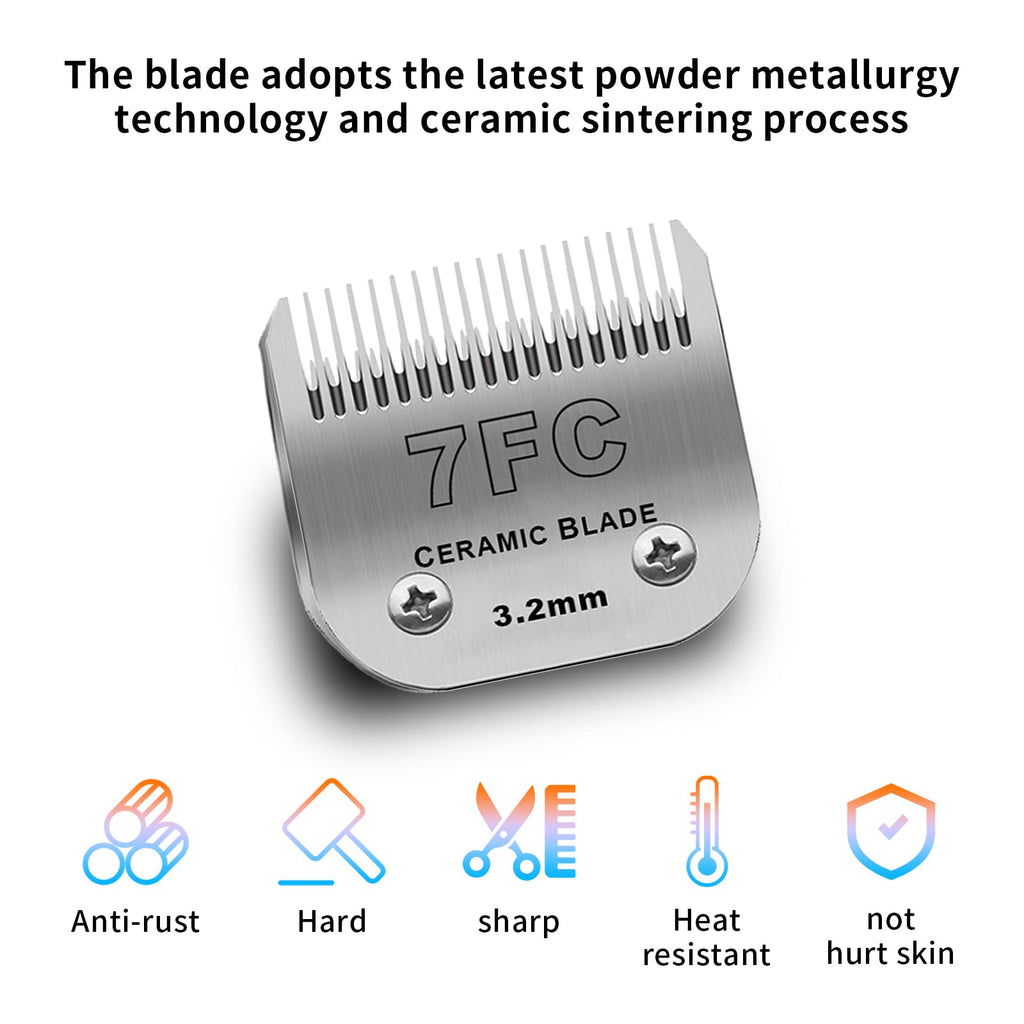 7FC Dog Grooming Ceramic Blades,Compatible with Andis,Oster A5,Wahl KM10