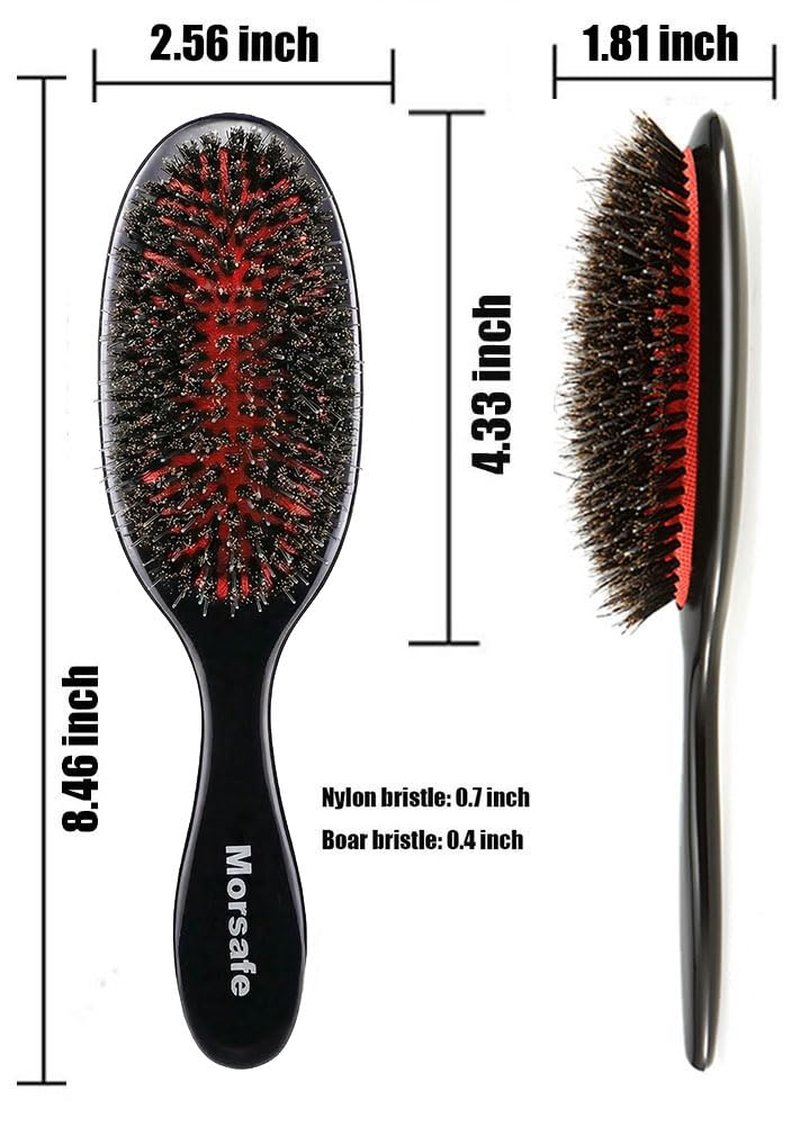 ﻿Boar Bristle Paddle Detangling Hair Brush Comb Set for Curly Fine Wavy Natural Tangled Hair, Anti-frizz Styling Hairbrush for Women Men, Boar Nylon Mixed Bristle Cushioned Brush