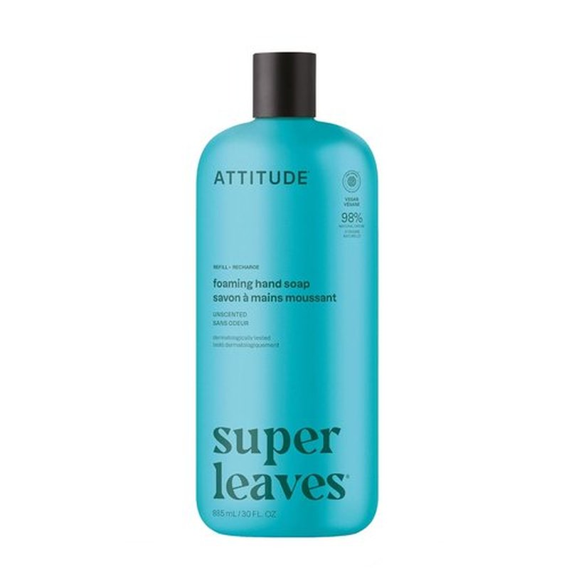 ATTITUDE Foaming Hand Soap Refill - EWG Verified, Gentle & Moisturizing Formula for Sensitive Skin | 30 Fl Oz