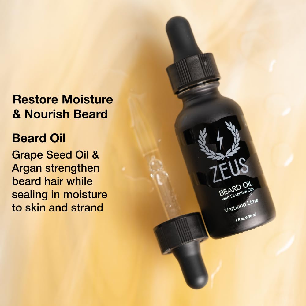 ZEUS Starter Beard Wash & Natural Oil Kit for Men (Italian Cypress)