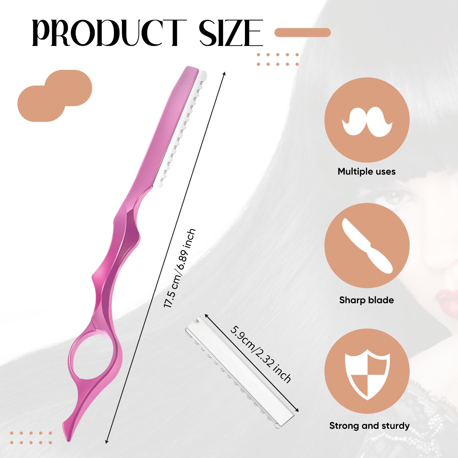 Mudder 11 Pcs Hair Razors for Cutting Hair Thinning Styling Feather Razors Kit with Replacement Stainless Steel Cutting Tool for Salon Home Use(Pink)