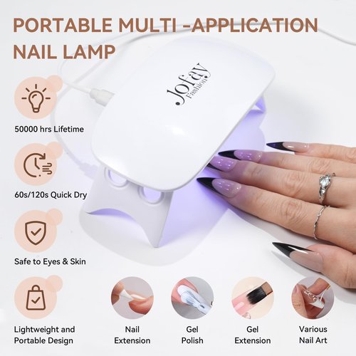French Gel Nail Tips Kit, Jofay Fashion 240Pcs Stiletto French Tip Press on Nails Long, Natural Fake Nails Pre-Base Coat & Black French Tips with 30g Solid Nail Glue Gel for x Coat Press on Nails