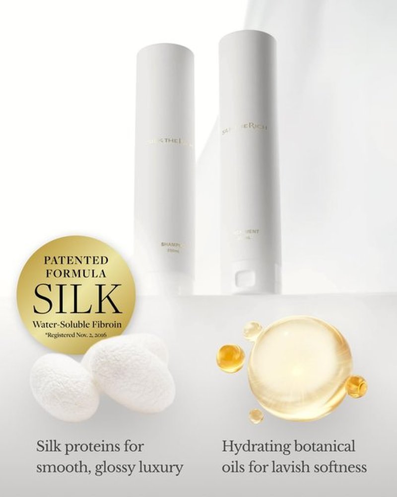 SILK THE RICH Shampoo & Conditioner Set, Hydrating & Moisturizing for Dry, Damaged, Color-Treated Hair, Paraben & Sulfate Free, Clean Hair Shampoo & Conditioner for Women & Men, White (8.5 fl oz Each)